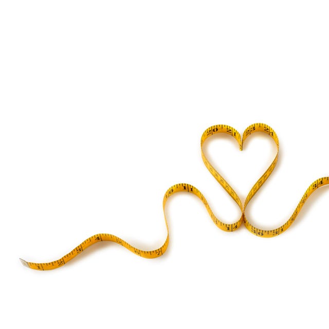 Measuring tape in heart shape