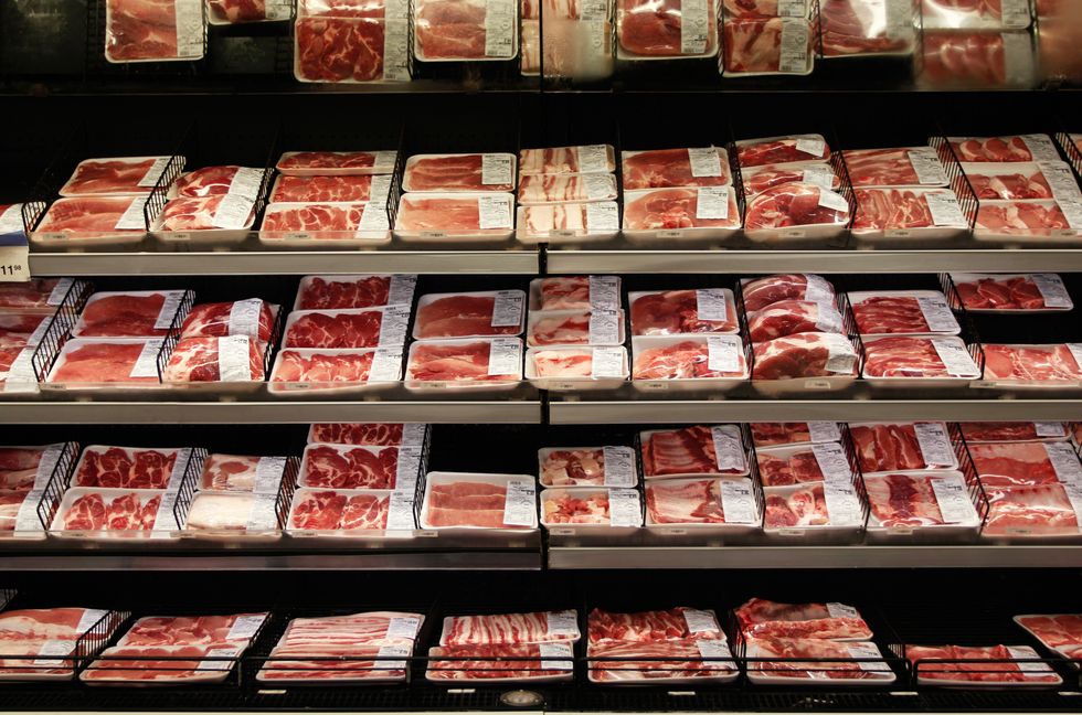 meat department in a supermarket