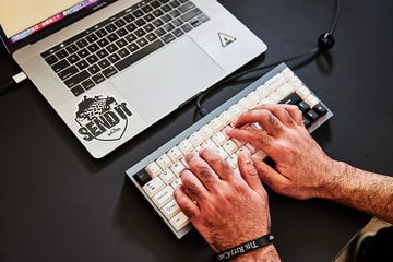 matt typing on a mechanical keyboard that he built