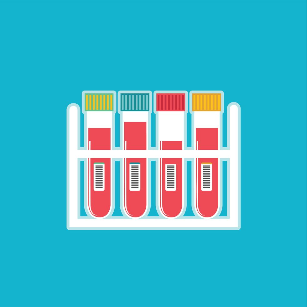 Medical And Healthcare Blood Draw Samples Icon In Flat Design Style