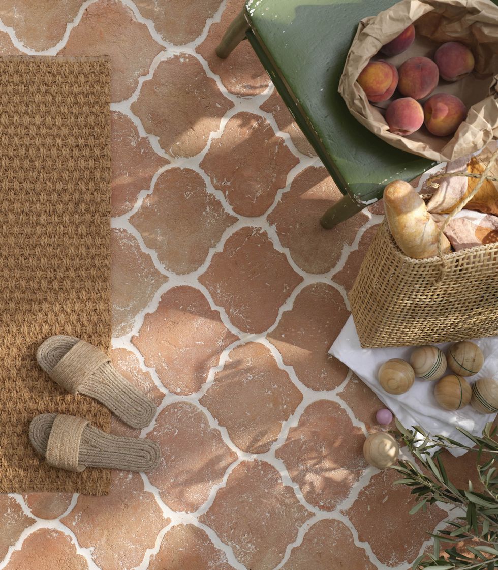mediterranean garden ideas – marlborough terracotta arabesque handmade tiles, ca' pietra