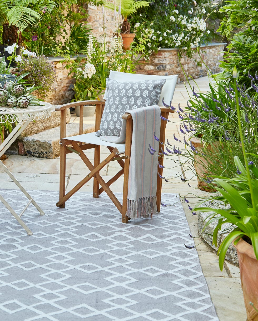 mediterranean garden ideas – medina tangier footstool, weaver green