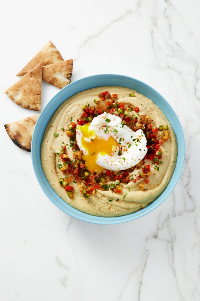 Mediterranean Hummus Egg Smash - Hard Boiled Eggs