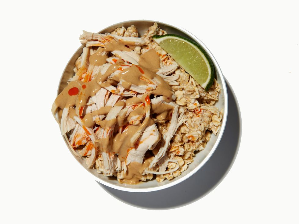 Tahini Mediterranean chicken oatmeal