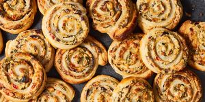 mediterranean pinwheels with feta, olives, and red peppers