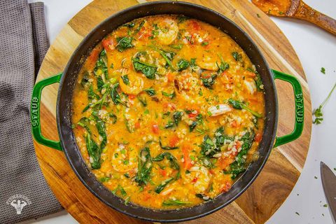 mediterranean shrimp  rice soup