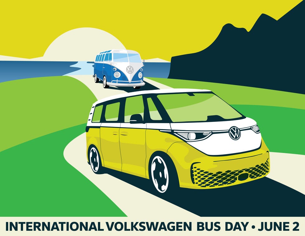 vw id buzz international vw bus day poster for june 2 2023