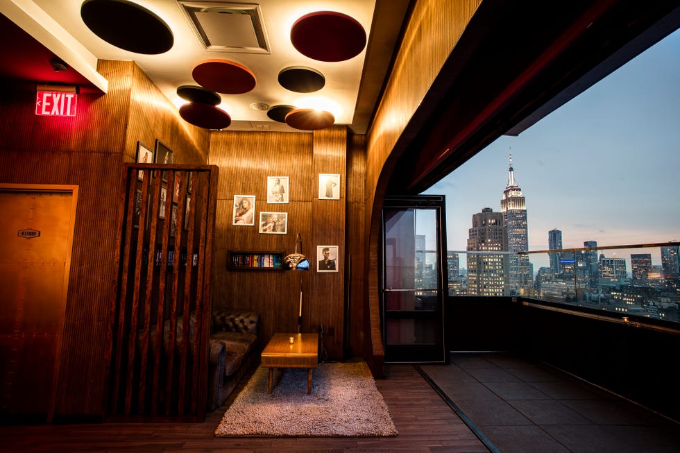 a room with a view of a city