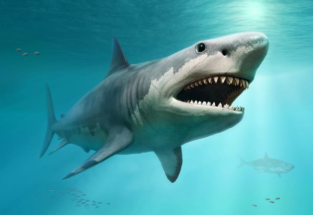 3d illustratie van de megalodon