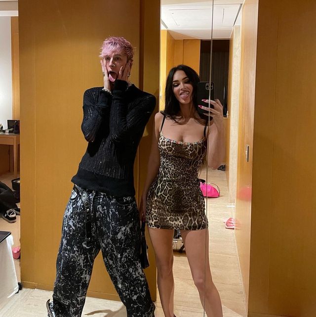 megan fox wears a cheetah print dress with mgk at his concert in brazil 2022 style
