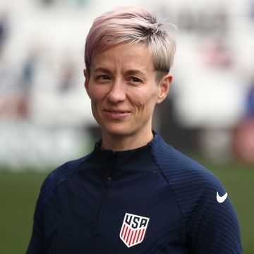 us soccer player megan rapinoe looking on during match warmup