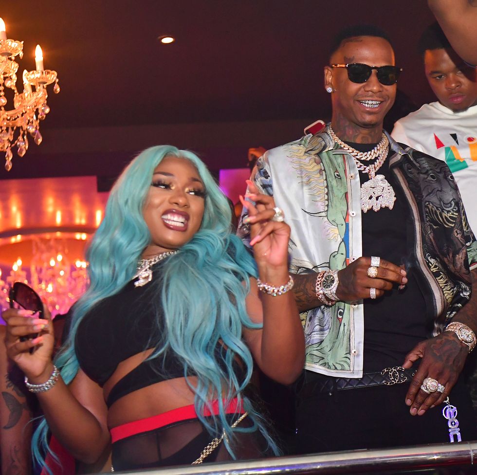 Fiesta posterior al Streetz Fest 2019: Megan Thee Stallion y Moneybagg Yo asisten a la fiesta posterior al Streetz Fest 2019 en Compound el 25 de agosto de 2019 en Atlanta, Georgia.
