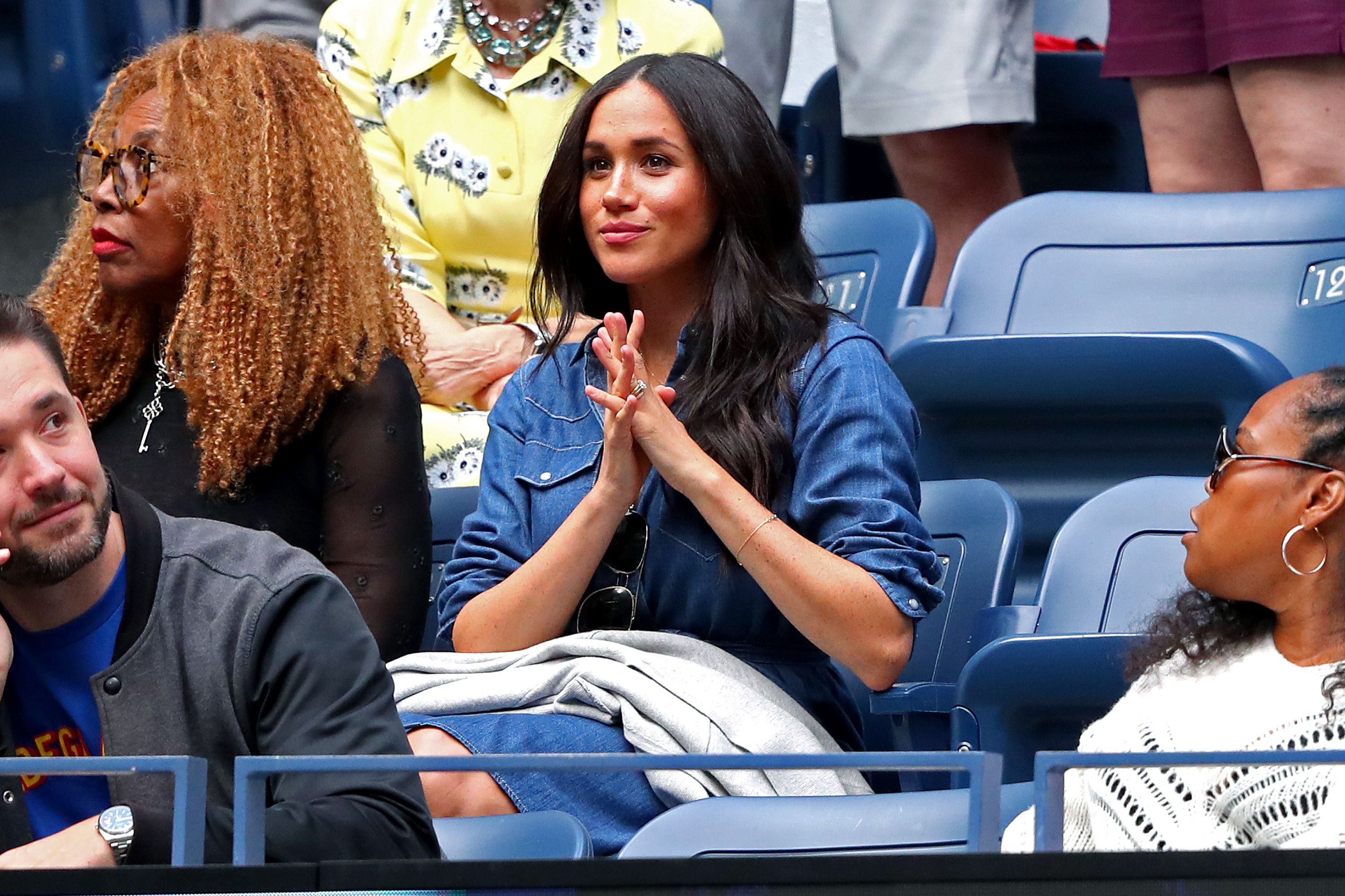 Meghan Markle Wears Denim Dress to Cheer on Serena Williams at the U.S. Open