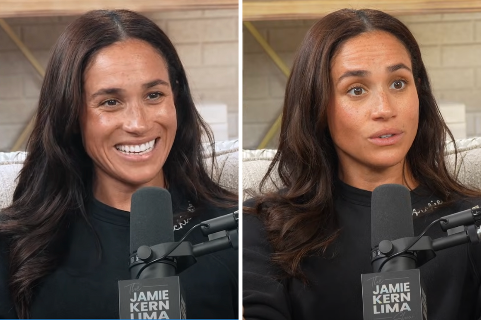 woman speaking into a microphone during a podcast recording