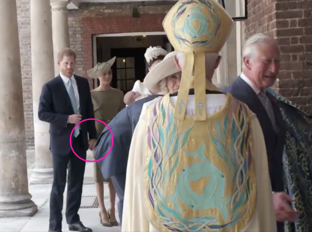 Meghan Markle and Prince Harry Share PDA Moment at Prince Louis Christening