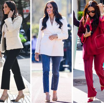compilation of different meghan markle outfits