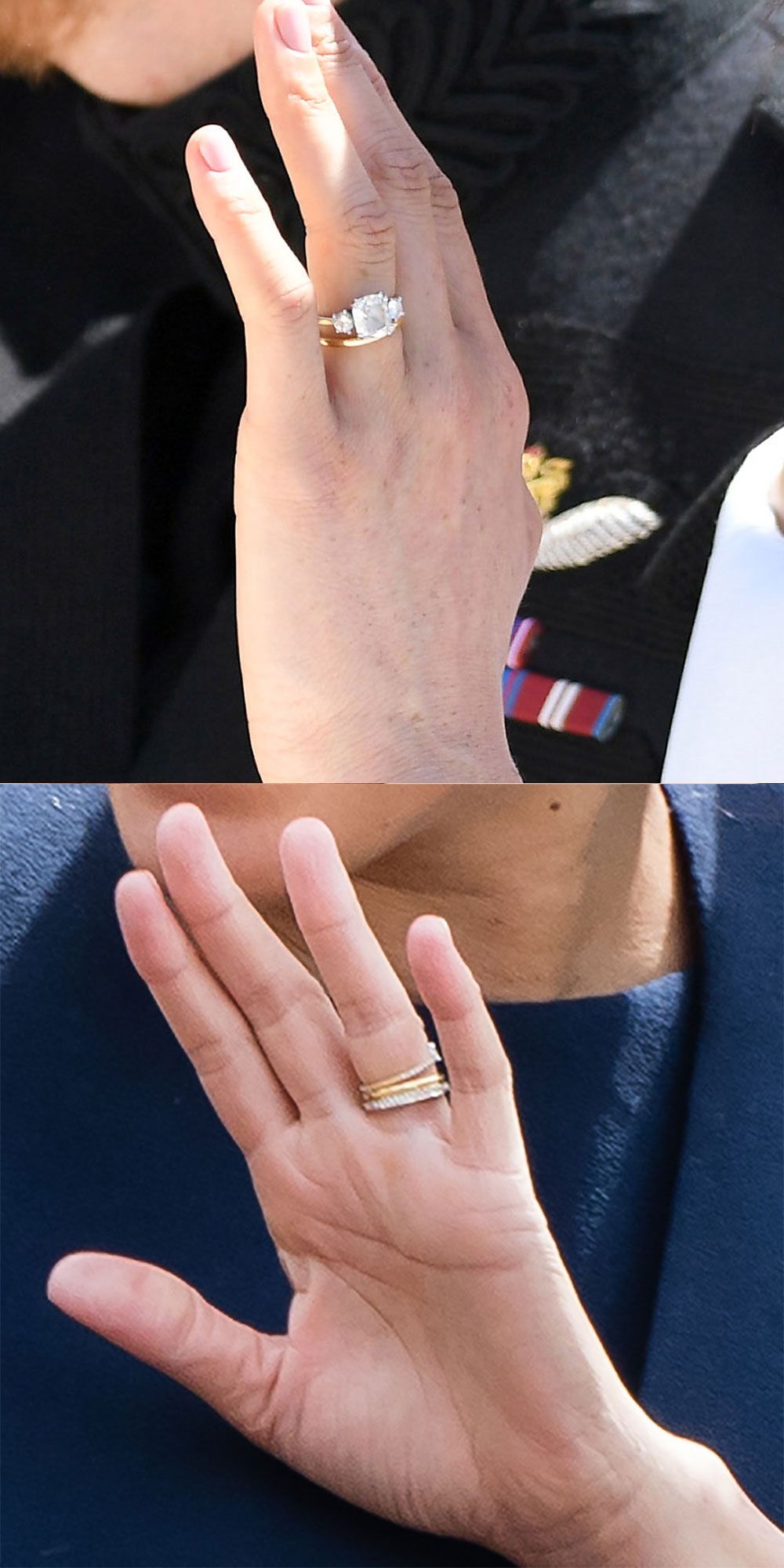 Meghan changed her engagement ring! | Meghan markle engagement ring, Royal engagement  rings, Three stone engagement rings