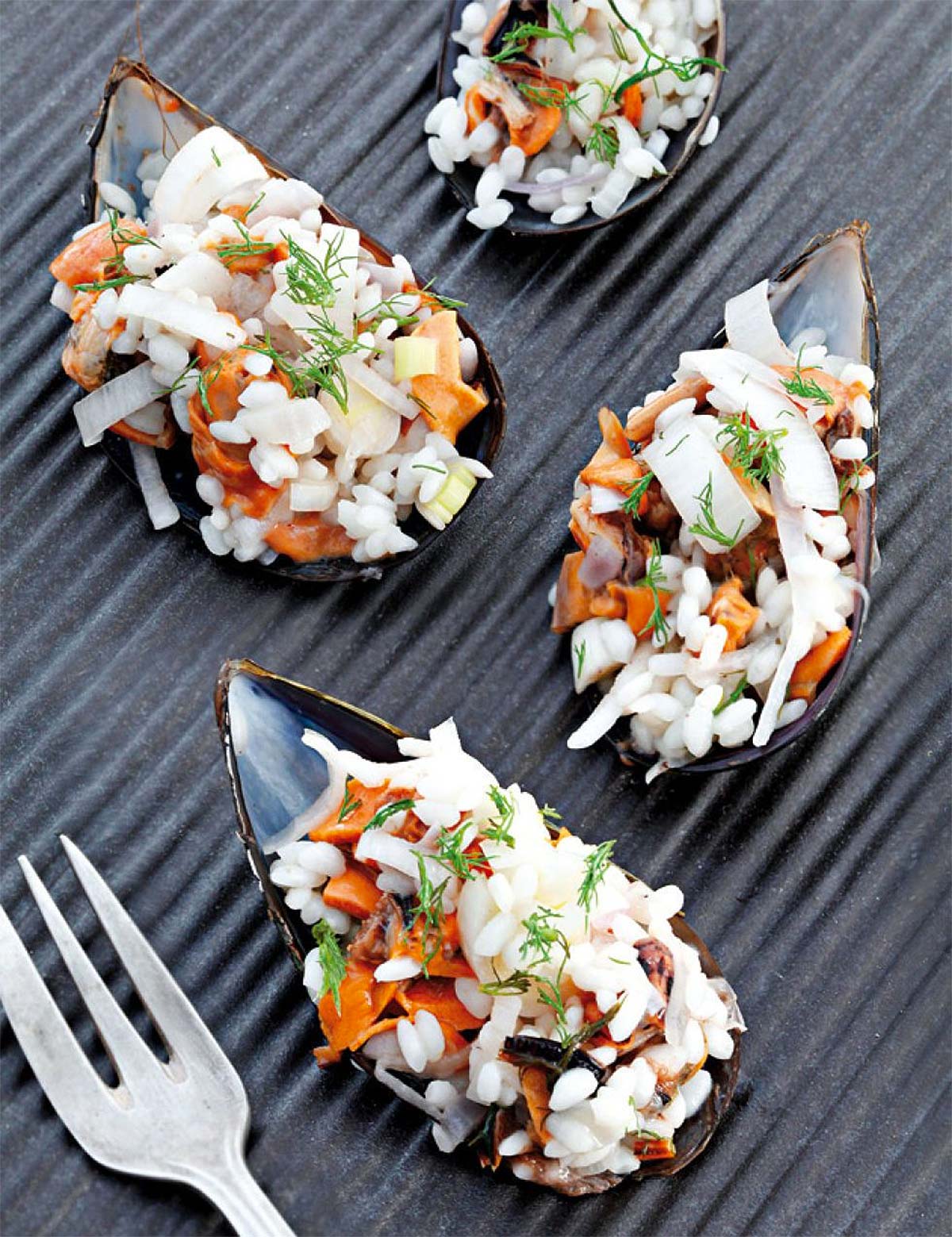 mejillones a la griega rellenos