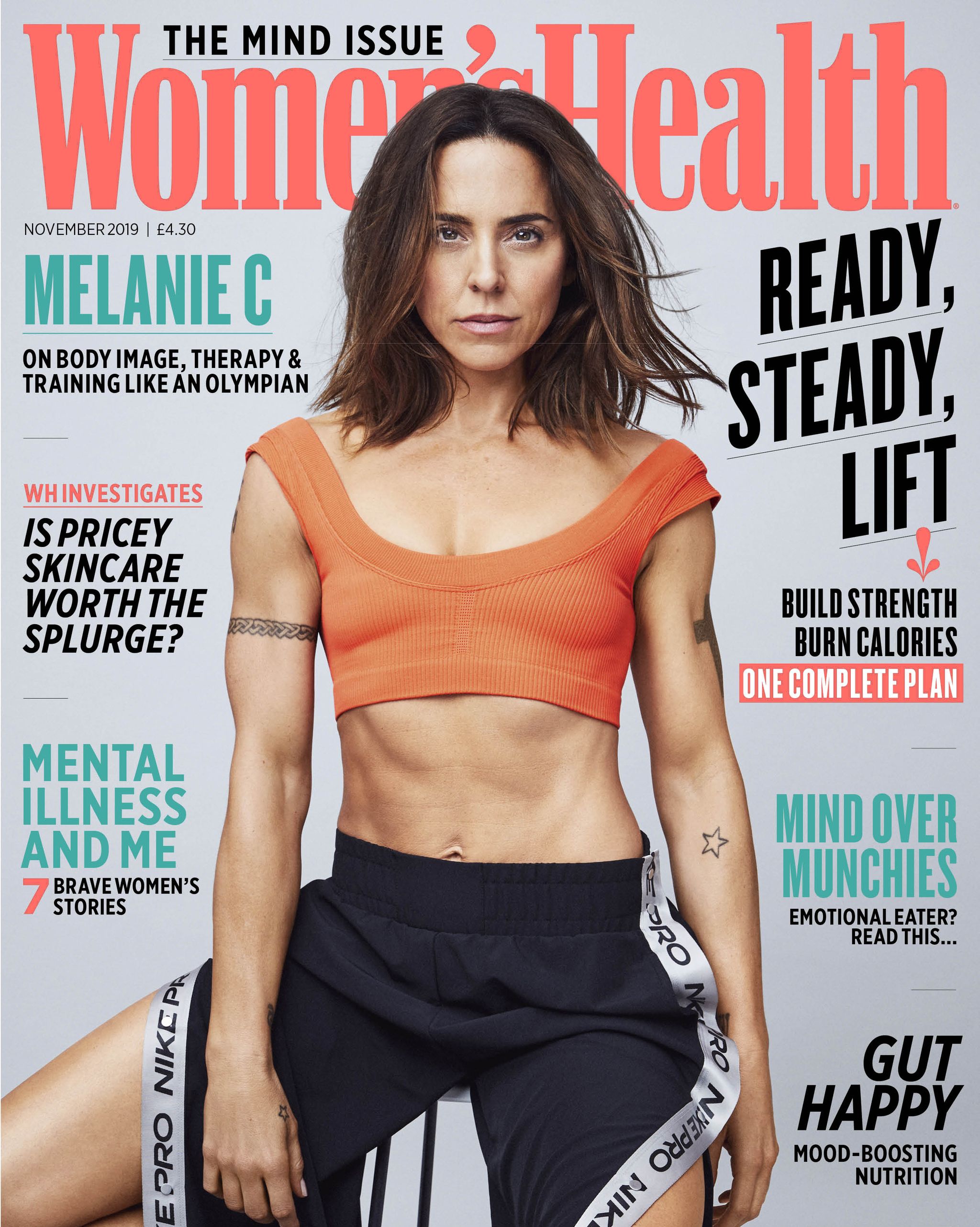 Topless Mel C shows off her abs as she poses in just her pants in