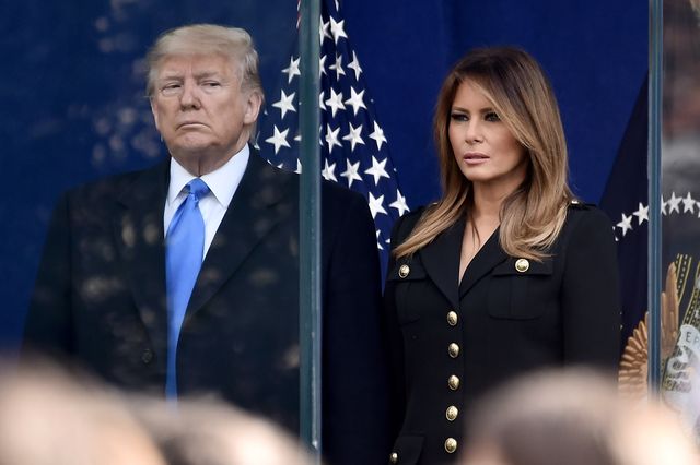 President Donald Trump en Melania Trump bij de Veterans Day Parade