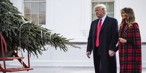 Donald Trump en Melania Trump bij een kerstboom