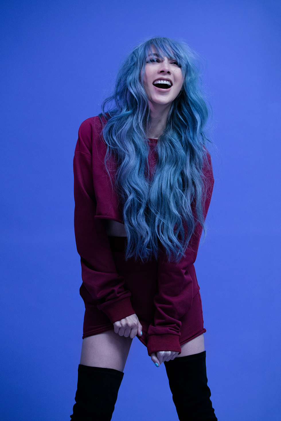 Blue, Hair, Red, Purple, Blond, Pink, Beauty, Electric blue, Fashion, Long hair, 