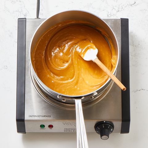 melted caramel sauce in pot
