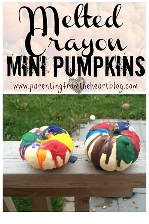 fall crafts for kids melted crayon pumpkins
