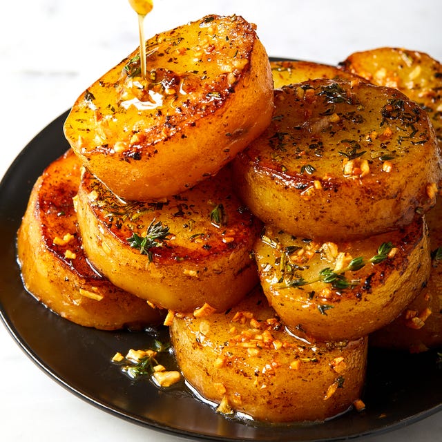 melting potatoes with herbs