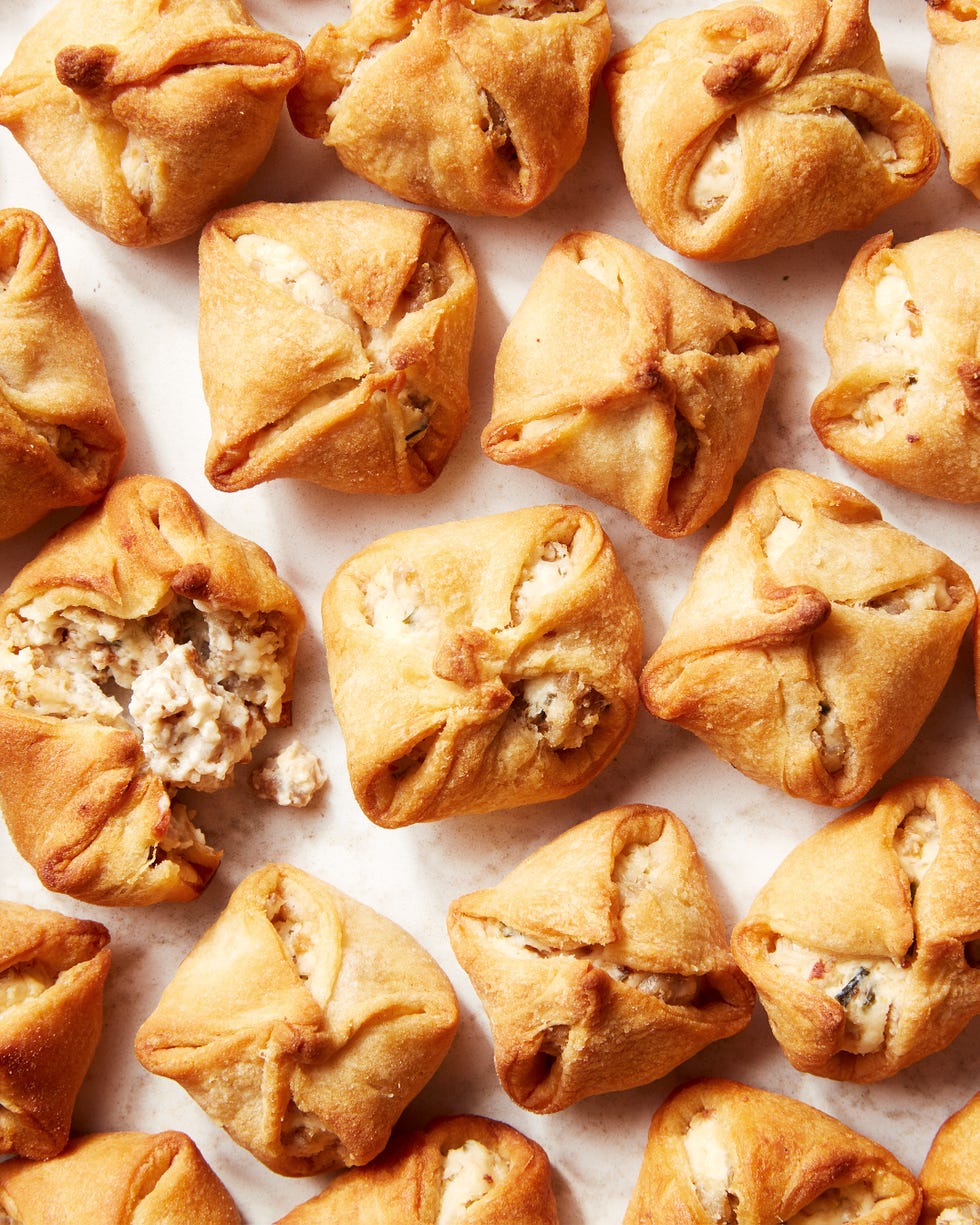 crescent roll bundles filled with a sausage mixture