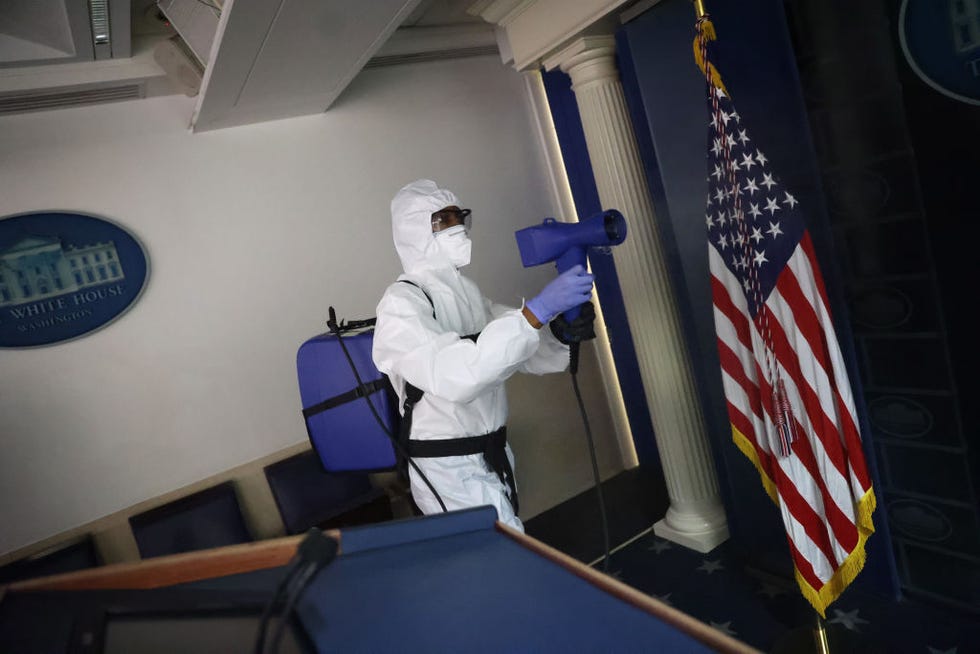 white house staff sanitize press area after coronavirus outbreak