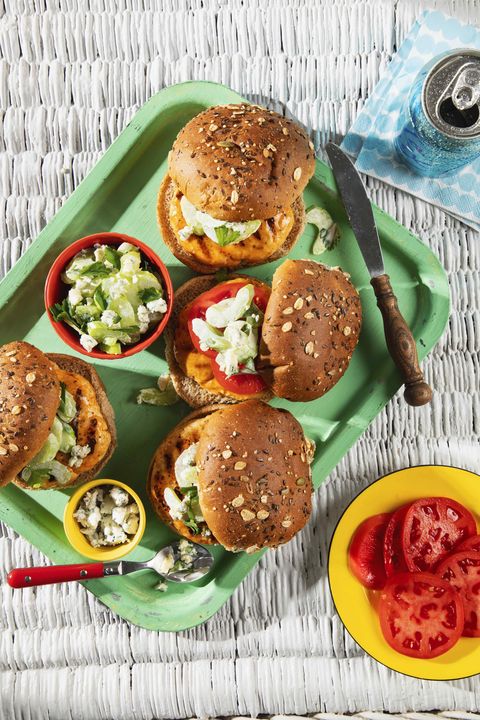 turkey burgers with blue cheese celery slaw