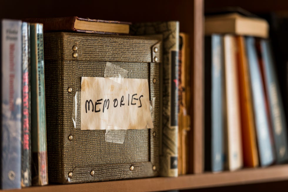 memories box in book shelf