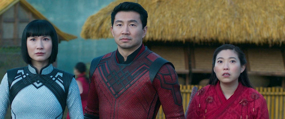 meng'er zhang, simu liu, awkwafina, shangchi and the legend of the ten rings