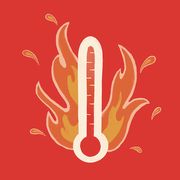 illustrated thermometer with flames