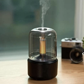 a small black and translucent diffuser and a small portable crockpot