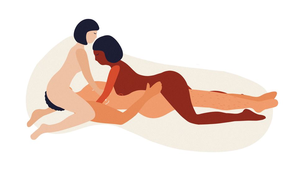 double cowgirl threesome sex position