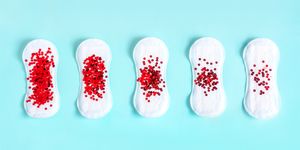 menstrual pads with red glitter on colored background   menopause quiz