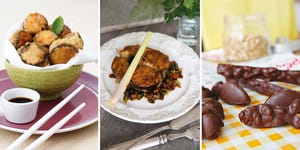 Menú con champiñones, merluza y bombones