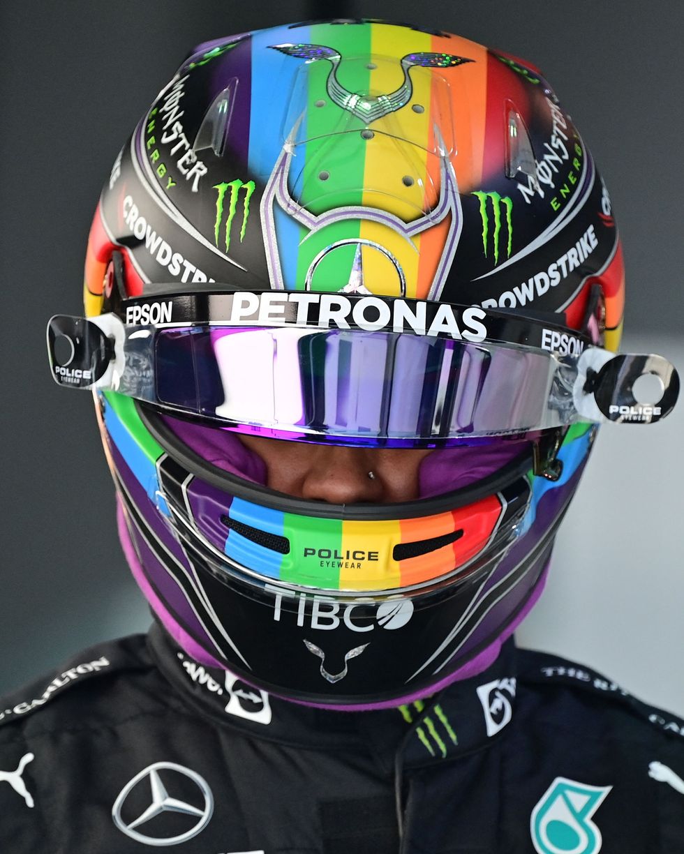 f1 lewis hamilton rainbow helmet