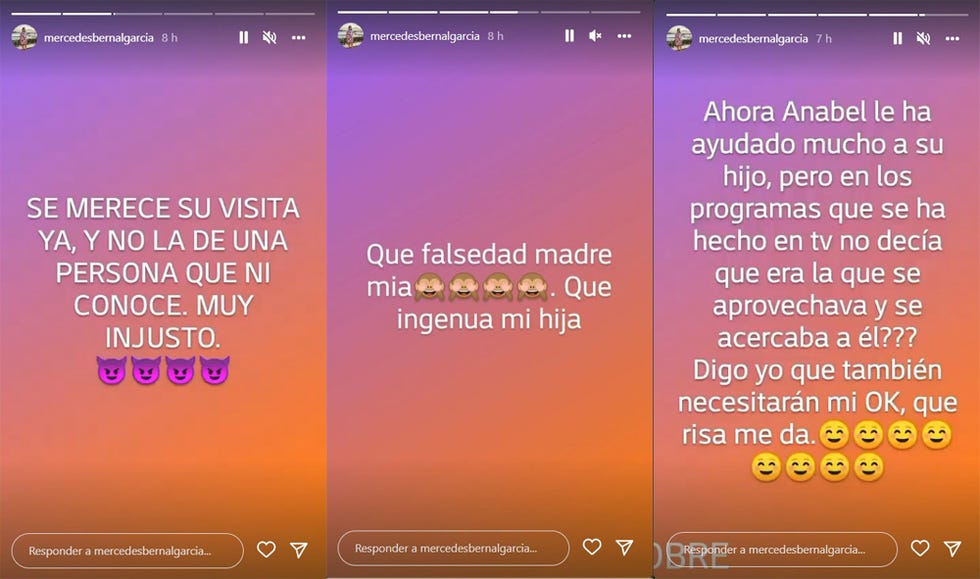 merchi, madre de anabel pantoja, muestra su enfado en instagram con arelys por su visita a supervivientes