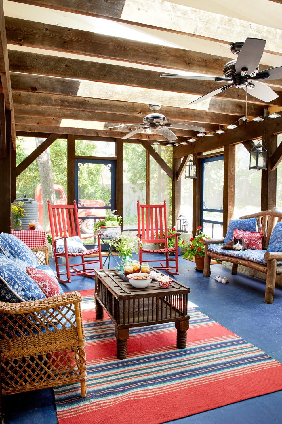 fredericksburg, texas, home of the thomas family. screened porch.