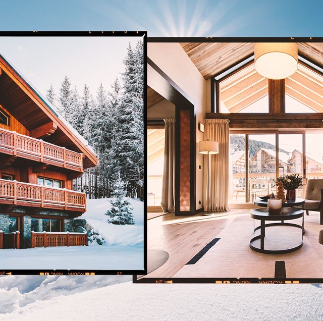 meribel ski resort collage of images including a challet the landscape and a meal