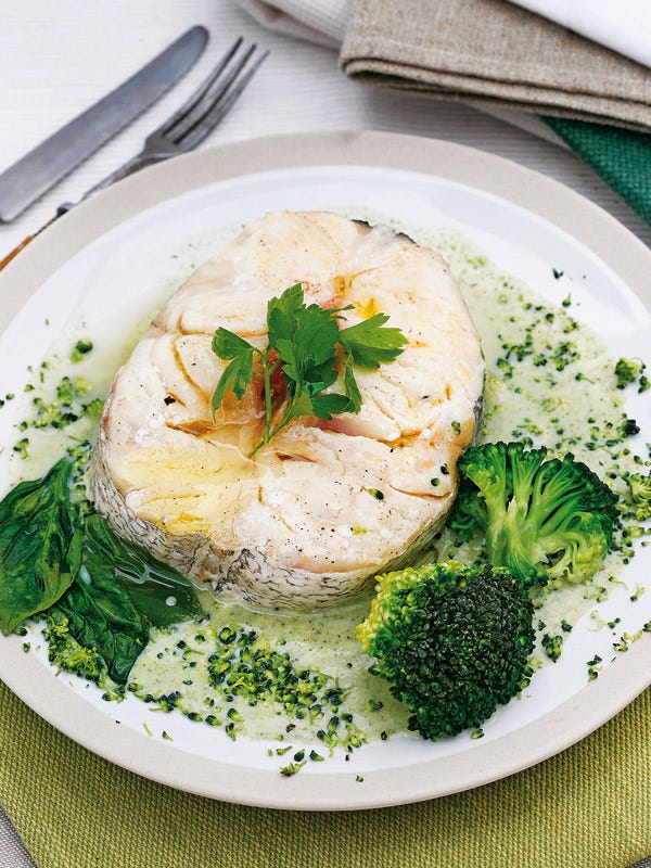 receta merluza con crema de brócoli