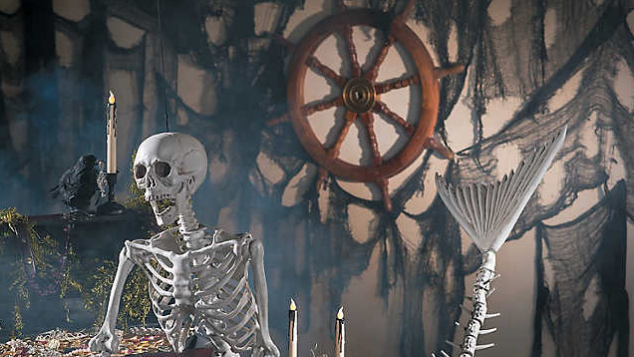 Skeleton Mermaid & Pirate Couple Halloween Decorations, Home Decor,  Halloween, 2 Pieces