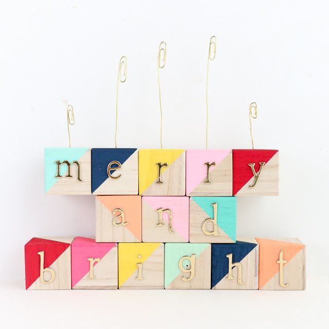 Christmas Card Holder Kairo Chic Life Merry and Bright Wood Block Card Stand