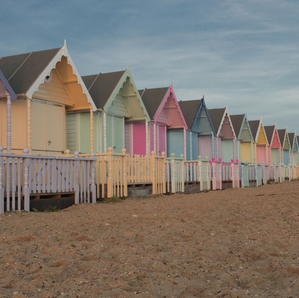 pastel beach huts