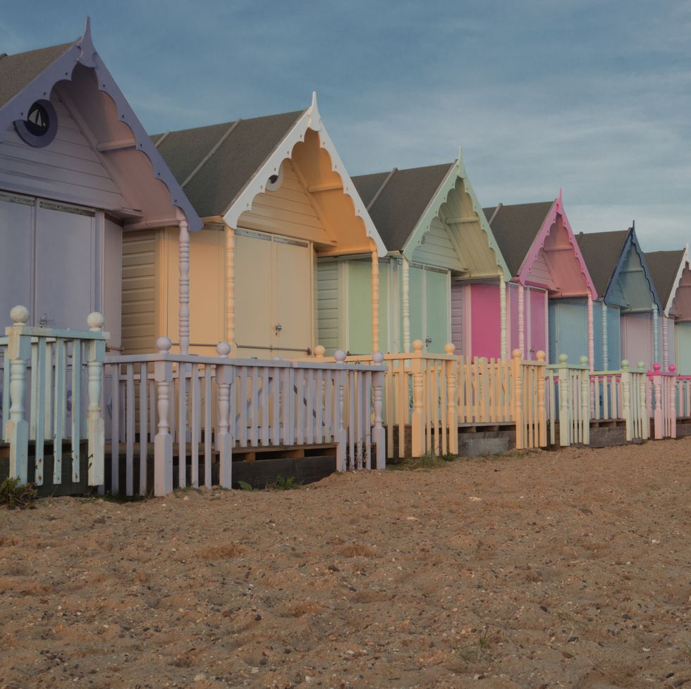 pastel beach huts