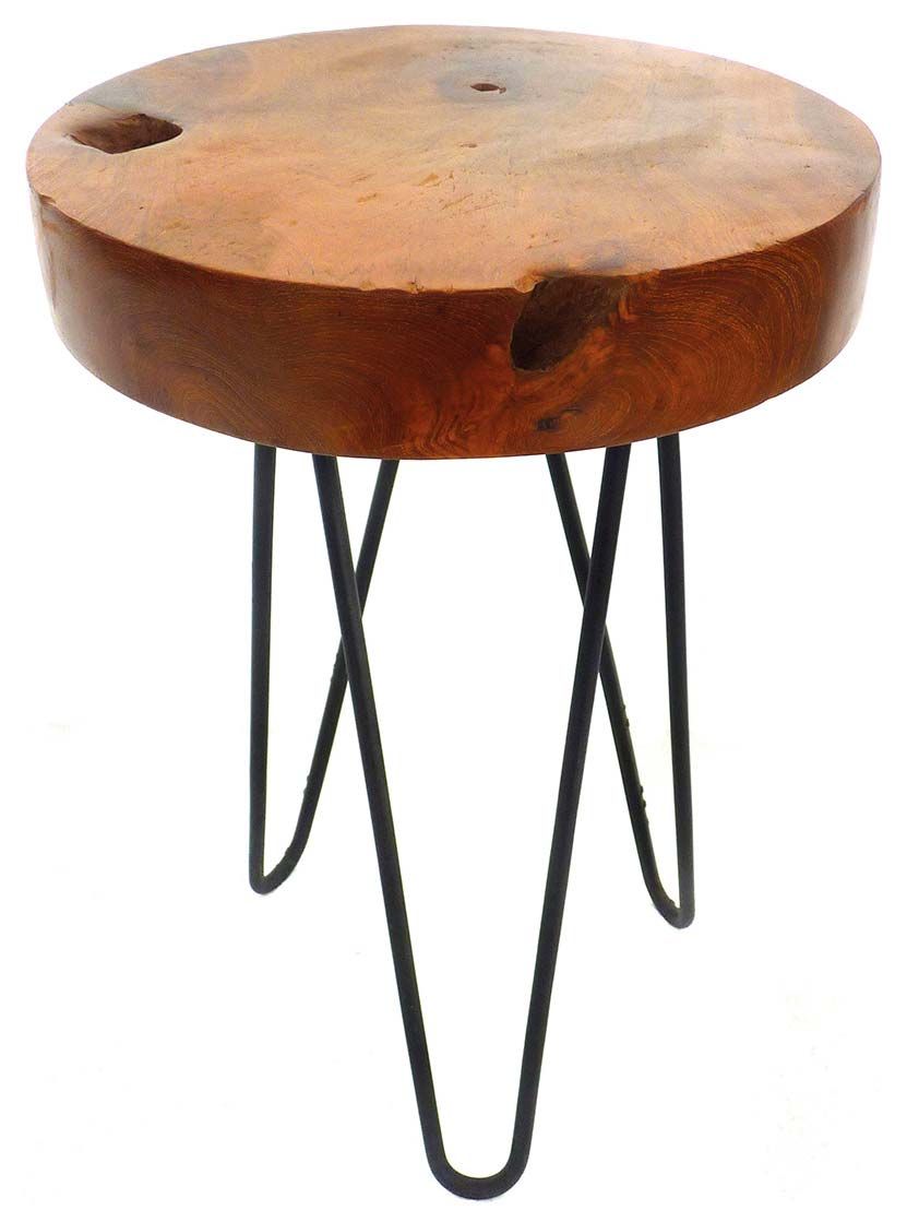 Wooden side table with rod legs