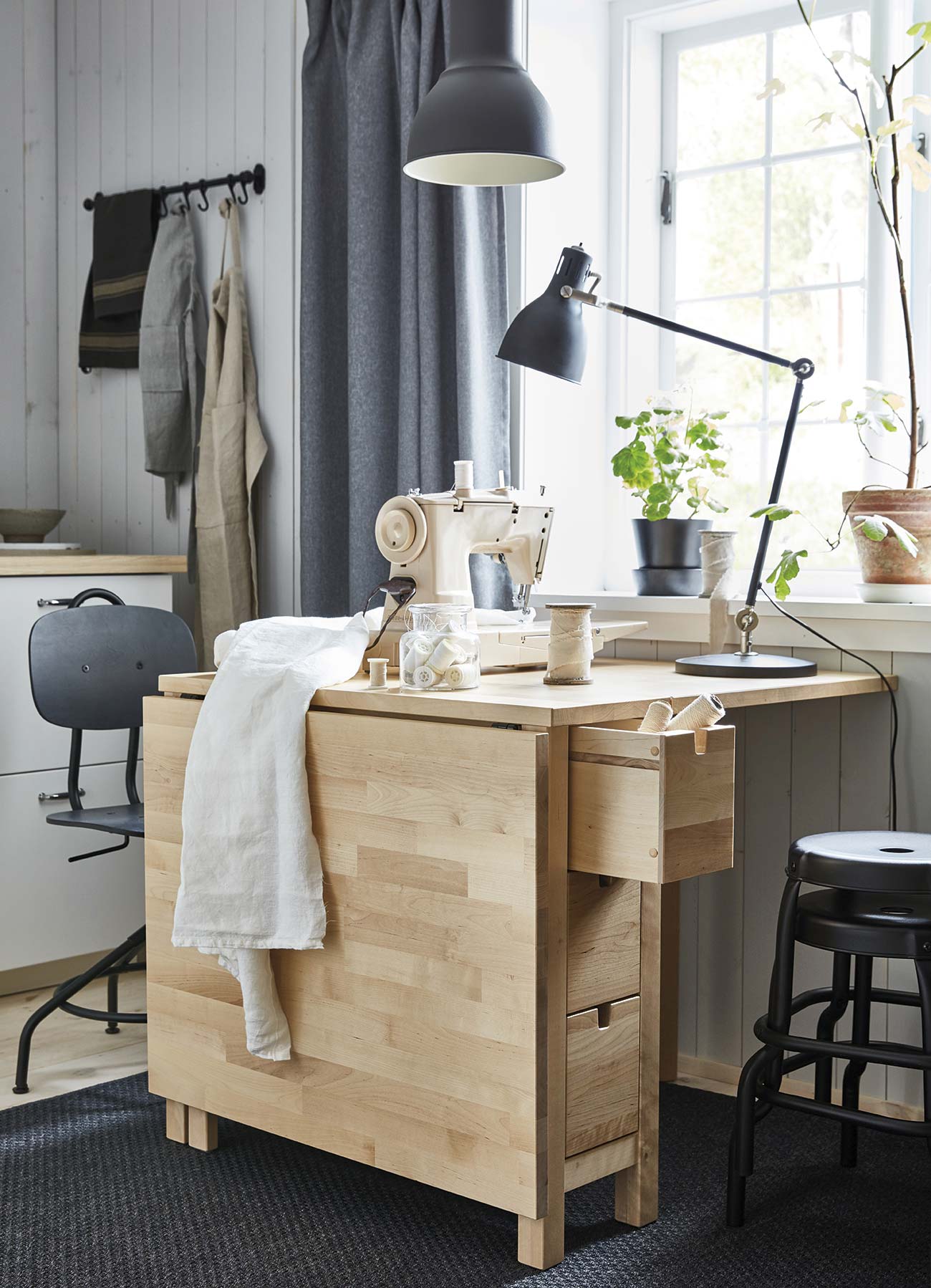 mesa abatible y plegable con cajones norden